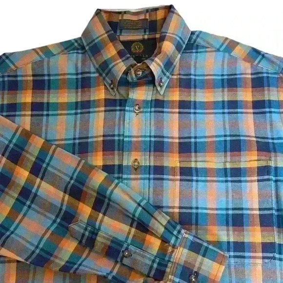 Men’s Viyella Wool and Cotton Plaid Long Sleeve Button Down - Size Medium - Picture 1 of 12